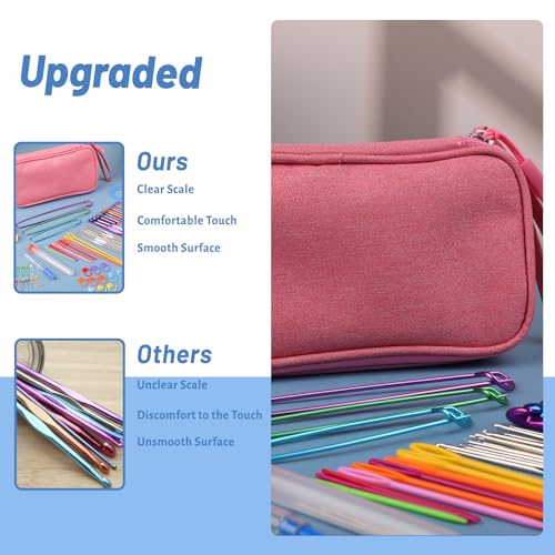 IMZAY Crochet Hooks Set for Beginners, 90Pcs Ergonomic Crochet Kit with Case, Stitch Markers & Blunt Needles, Arthritis-Friendly, Complete Knitting Accessories for Crochet Lovers - Image 5