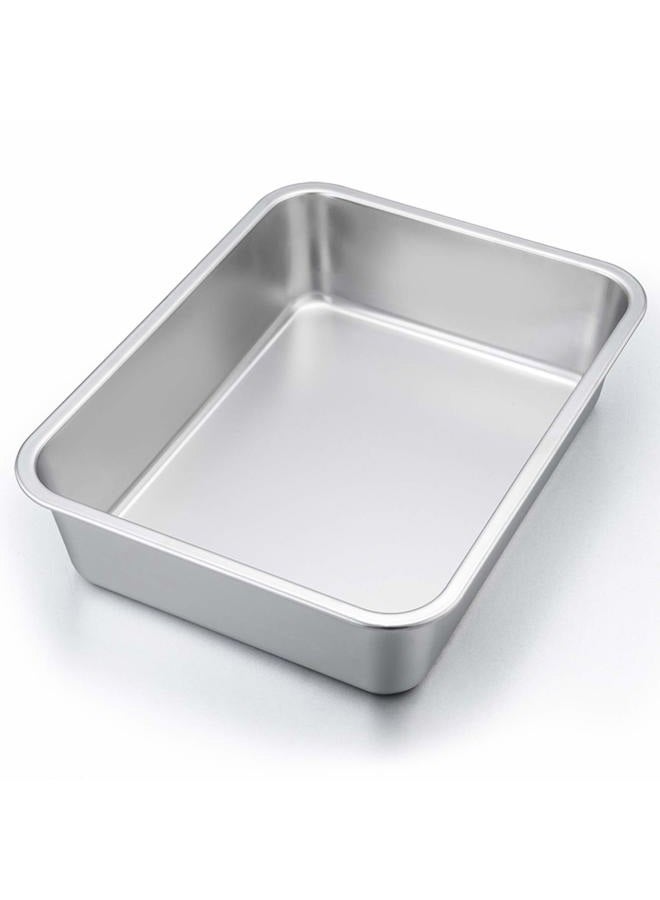 P&P CHEF Lasagna Pan, Rectangular Cake Pan Roaster Pasta Baking Cookie Sheet Pan Stainless Steel, 12.75”x10”x3.2”, Heavy Duty & Durable, Oven & Dishwasher Safe - Image 1