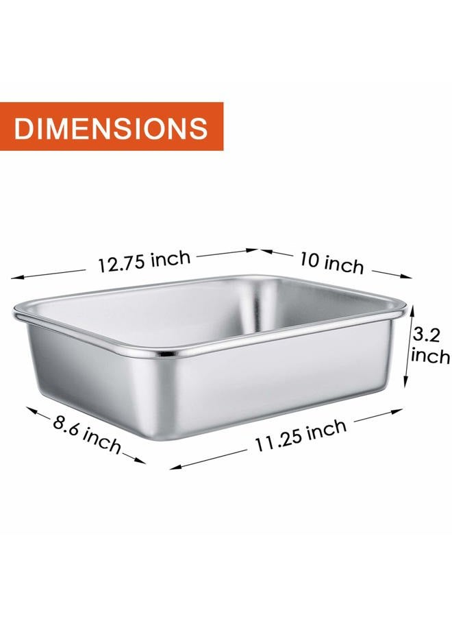 P&P CHEF Lasagna Pan, Rectangular Cake Pan Roaster Pasta Baking Cookie Sheet Pan Stainless Steel, 12.75”x10”x3.2”, Heavy Duty & Durable, Oven & Dishwasher Safe - Image 4