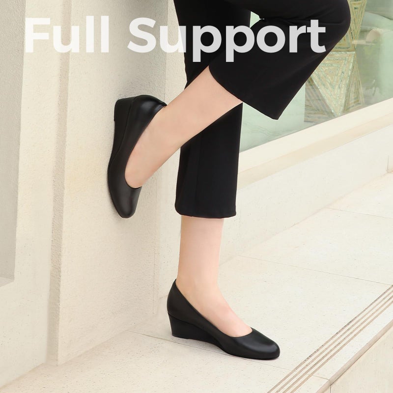 Ankis Black Wedges for Women, Low Heel Women's Wedge Comfortable Closed Toe Women Pumps Dress Shoes -2Inch - Image 5