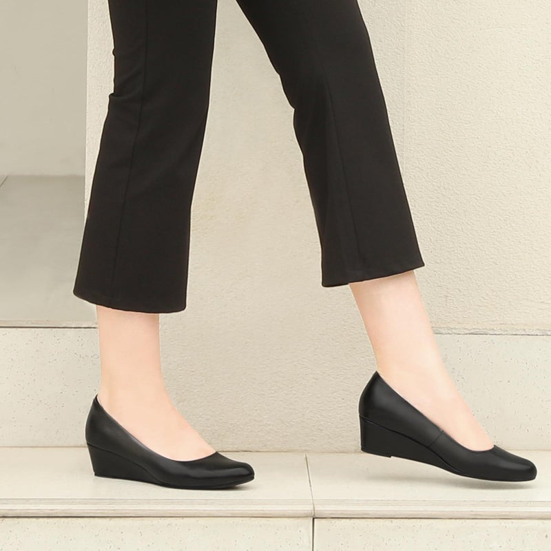 Ankis Black Wedges for Women, Low Heel Women's Wedge Comfortable Closed Toe Women Pumps Dress Shoes -2Inch - Image 3