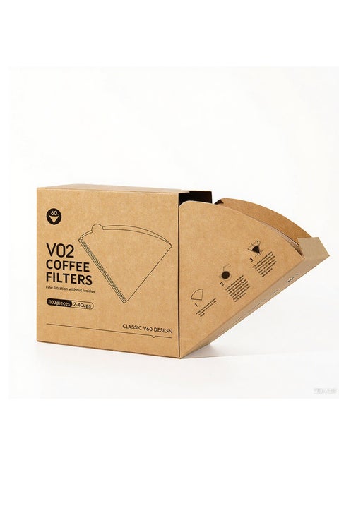 100 Piece Coffee Paper Filter V60 Size 02 Beige