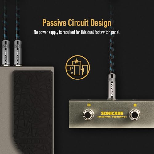 SONICAKE Dual Footswitch Pedal for Guitar Effect Pedal Dual Momentary Foot Switch Guitar Pedal with TRS Cable - Image 5