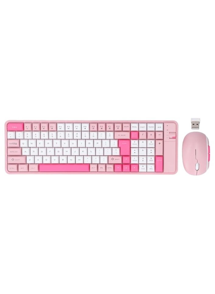 مجموعة لوحة مفاتيح وماوس لاسلكية تعمل بالبلوتوث، ولوحة مفاتيح وماوس للألعاب مكونة من 100 مفتاح مع لوحة مفاتيح وماوس لاسلكية مزدوجة الوضع تعمل بتقنية البلوتوث للكمبيوتر الشخصي وأجهزة Chromebook وأجهزة الكمبيوتر المحمولة