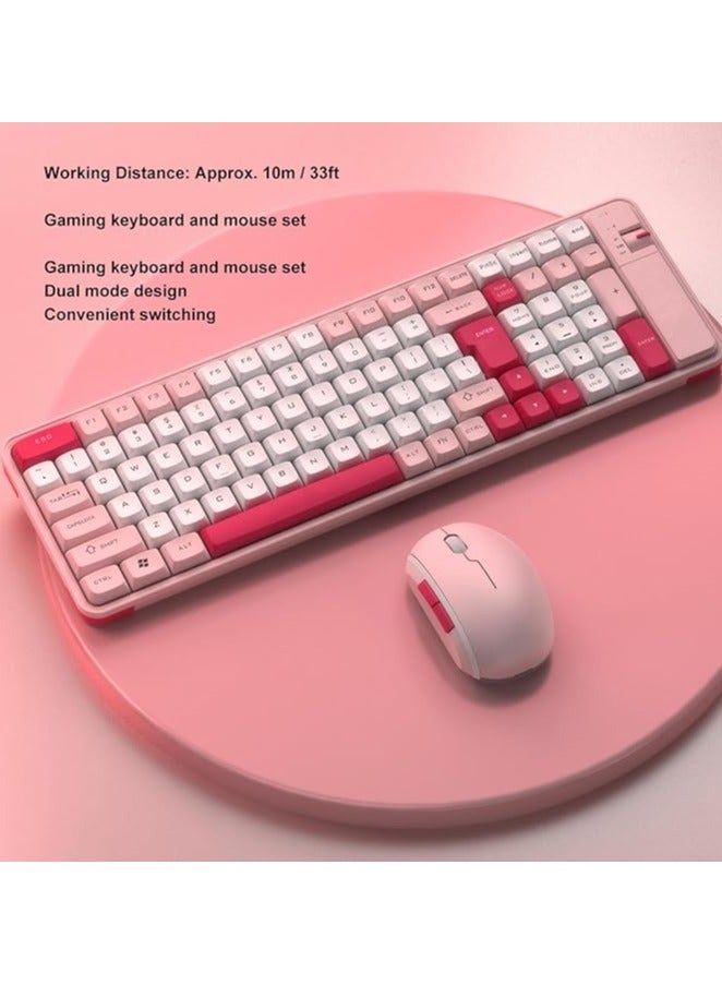 مجموعة لوحة مفاتيح وماوس لاسلكية تعمل بالبلوتوث، ولوحة مفاتيح وماوس للألعاب مكونة من 100 مفتاح مع لوحة مفاتيح وماوس لاسلكية مزدوجة الوضع تعمل بتقنية البلوتوث للكمبيوتر الشخصي وأجهزة Chromebook وأجهزة الكمبيوتر المحمولة