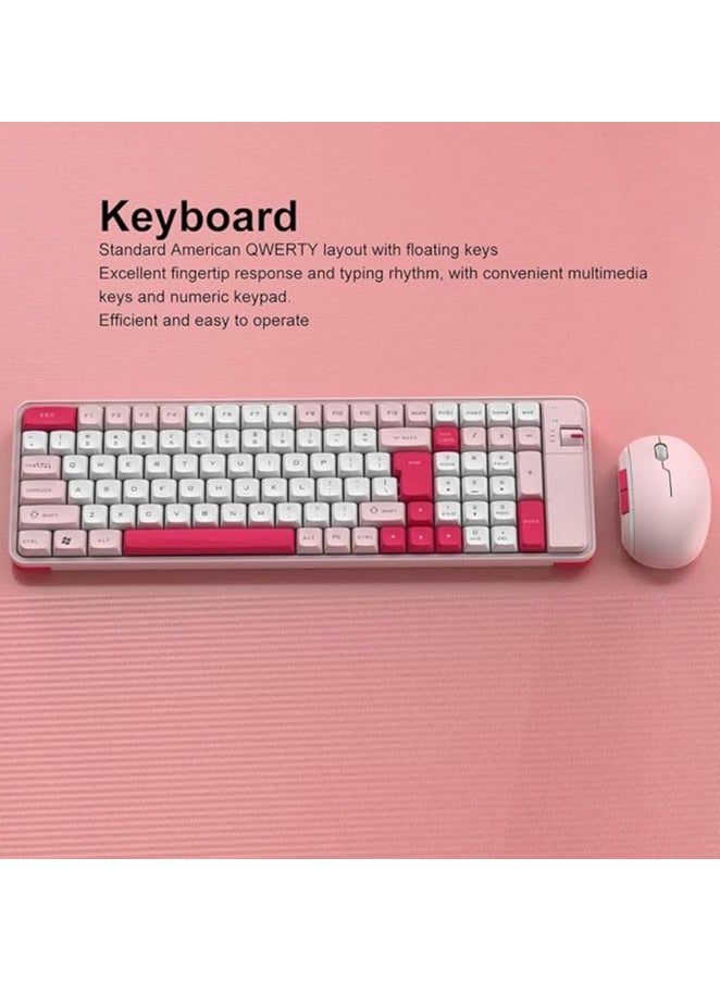 مجموعة لوحة مفاتيح وماوس لاسلكية تعمل بالبلوتوث، ولوحة مفاتيح وماوس للألعاب مكونة من 100 مفتاح مع لوحة مفاتيح وماوس لاسلكية مزدوجة الوضع تعمل بتقنية البلوتوث للكمبيوتر الشخصي وأجهزة Chromebook وأجهزة الكمبيوتر المحمولة