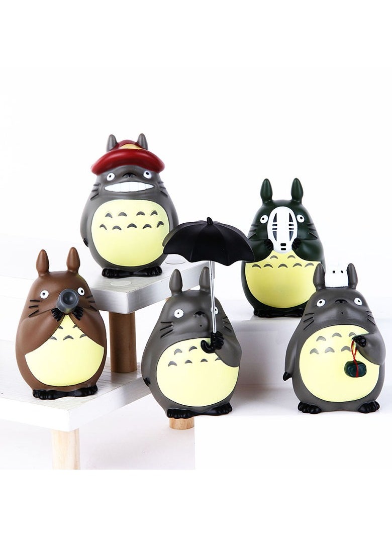 General Cartoon 5-piece set Miyazaki Totoro hand-office boy umbrella model doll ornaments beautifully restore room decoration desktop ornaments  - Image 1