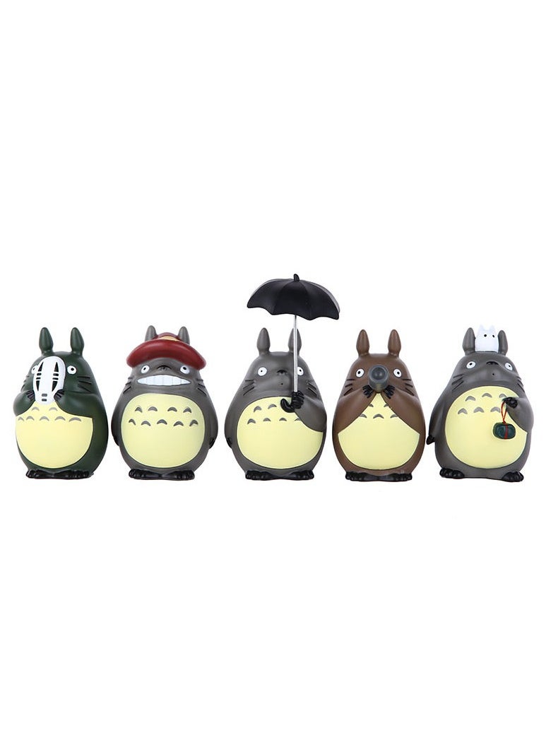 General Cartoon 5-piece set Miyazaki Totoro hand-office boy umbrella model doll ornaments beautifully restore room decoration desktop ornaments  - Image 2