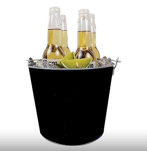 NJ OVERSEAS NJ Black Beer Bucket Galvanized Beer Bucket Builtin Bottle Opener Party Bucket Ice Bucket Wine Bucket Bar Bucket 1 Pc