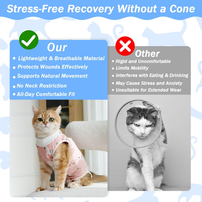 Coppthinktu Cat Recovery Suit Female, Breathable Cat Onesie After Surgery Female for Abdominal Wounds or Skin Diseases, Surgery Recovery Suit Kitten Surgical Onesie After Spay Wear Anti Licking - Image 3