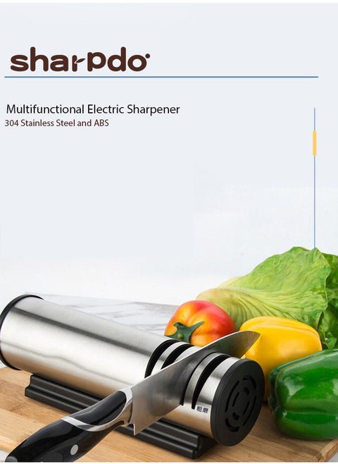 Multifunctional Electric Sharpener, 110-240V  Knife and Tool Sharpening System, 304 Stainless Steel and ABS, Ideal for Fruit knife/ fruit and vegetable knife slicing knife/ multi-purpose knife/ bone cutting knife - Polishing, Buffing & Rust Removal Function