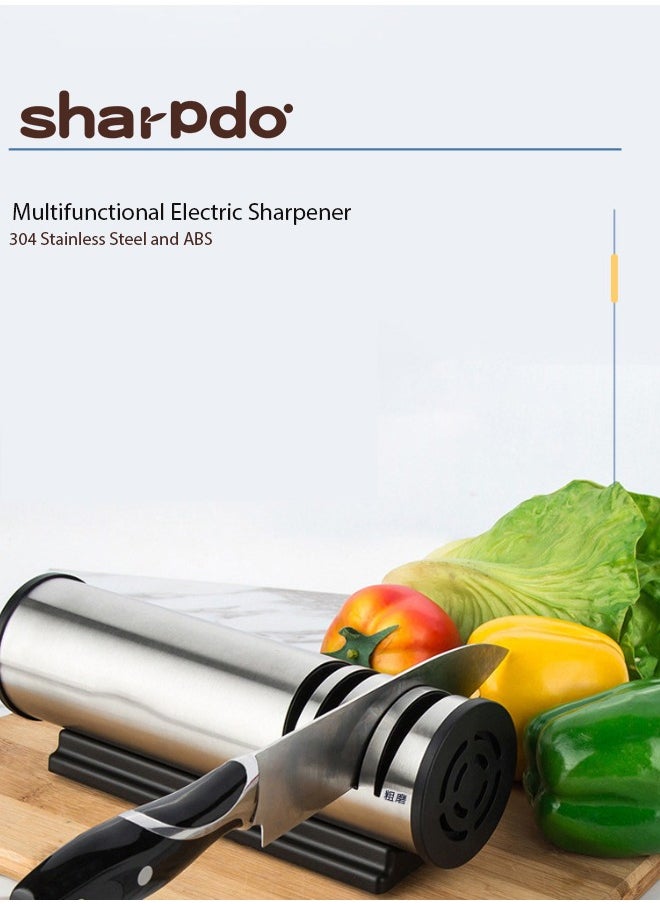 Sharpdo - Multifunctional Electric Sharpener, 110-240V  Knife and Tool Sharpening System, 304 Stainless Steel and ABS, Ideal for Fruit knife/ fruit and vegetable knife slicing knife/ multi-purpose knife/ bone cutting knife - Polishing, Buffing & Rust Removal Function - Image 1