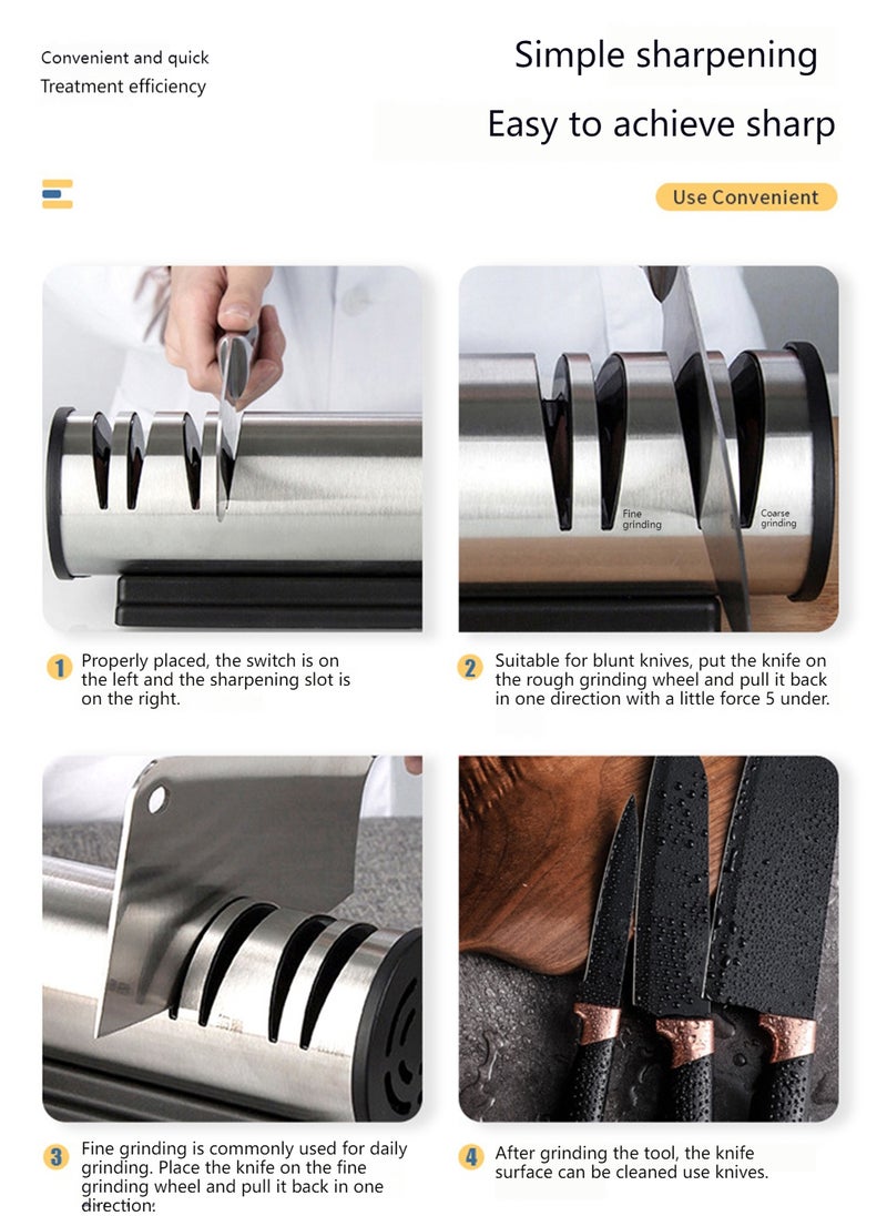Sharpdo - Multifunctional Electric Sharpener, 110-240V  Knife and Tool Sharpening System, 304 Stainless Steel and ABS, Ideal for Fruit knife/ fruit and vegetable knife slicing knife/ multi-purpose knife/ bone cutting knife - Polishing, Buffing & Rust Removal Function - Image 1