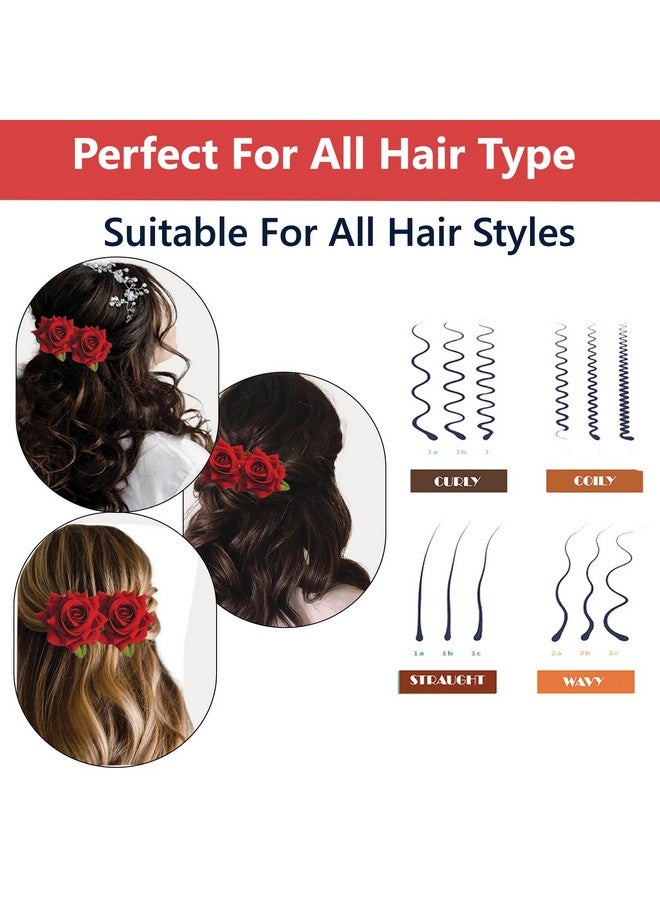 TEMPERIA (2pcs) Hair Accessories For Women & Girls - Stylish Red Rose Artificial Flowers Bun Juda U Pins & Clips for Style & Decoration - Bridal Brooch & Braid for Hairstyle of Bride, Wedding & Party - Image 5