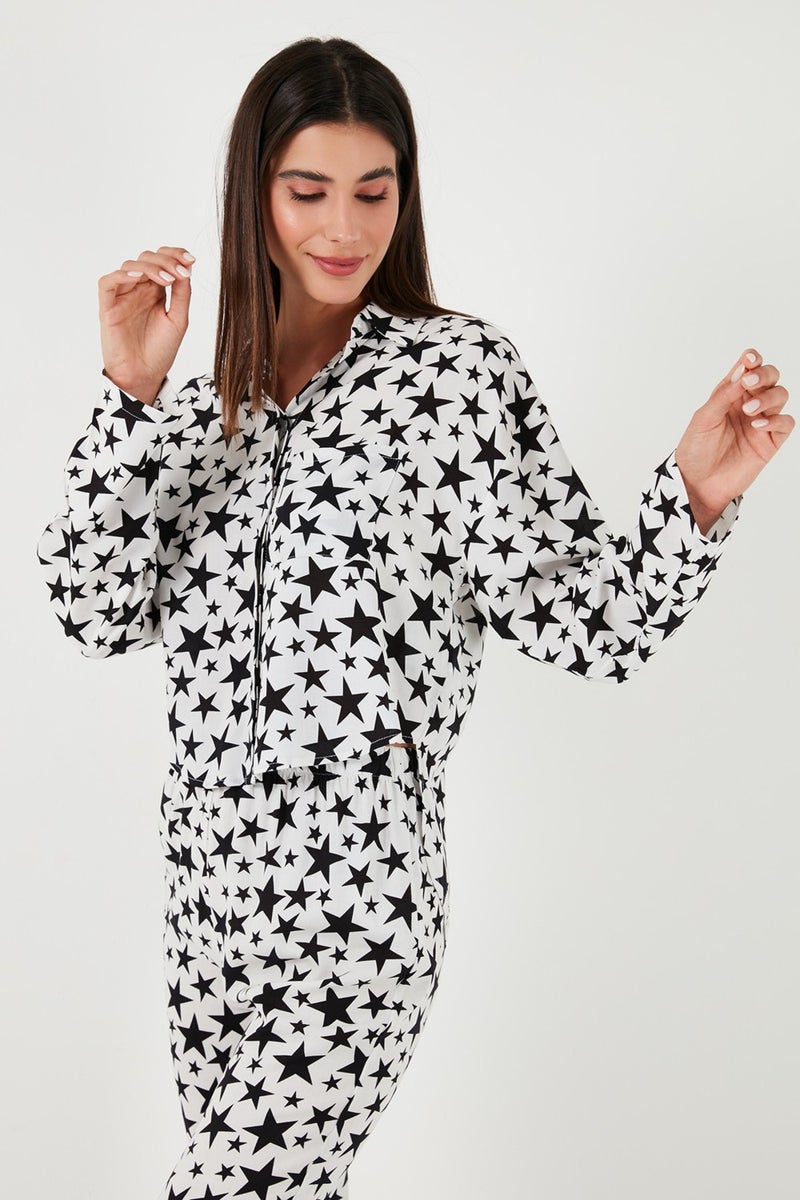 Lela Patterned Comfortable Cut Wide Leg Summer Pajama Set Women's Pajama Set 6110014  - Image 4