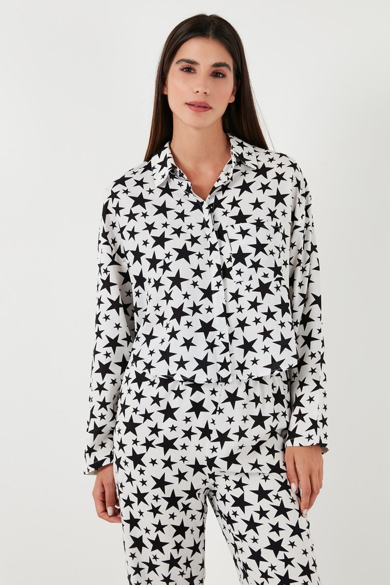 Lela Patterned Comfortable Cut Wide Leg Summer Pajama Set Women's Pajama Set 6110014  - Image 5