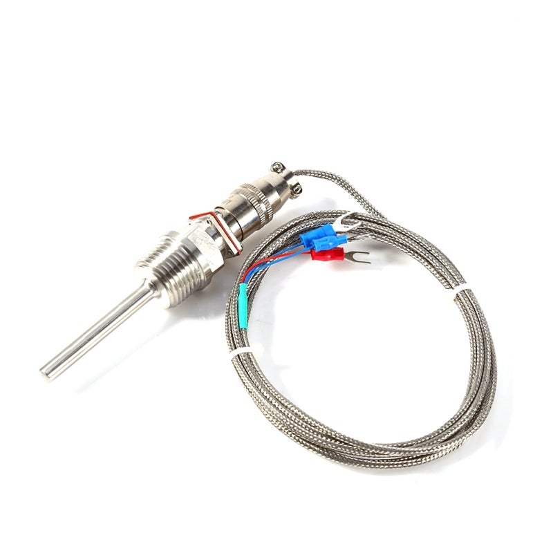 Pt100 Temperature Sensor 50mm Probe 1/2 NPT Thread Stainless Steel - High Precision Resistance Chip Waterproof Oil-Proof Wire for -50 to 300 ℃ Range - Image 1