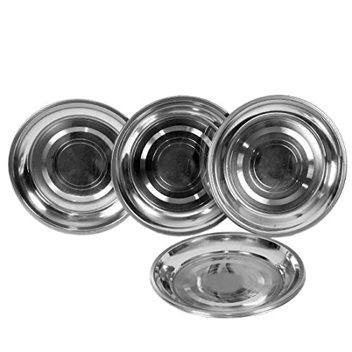 Dharam Paul Traders Stainless Steel Plates/Side Serving Plates, Quarter Plates,Snack, Nasta, Mini Plates, 18 cm Diameter - Silver, Set of 6. - Image 3