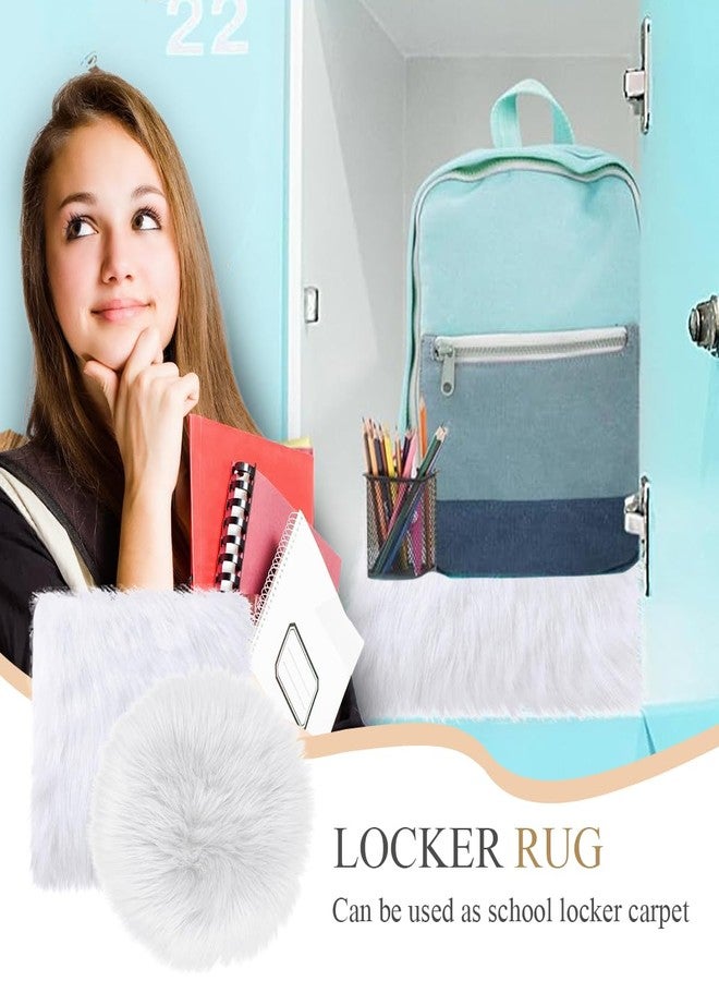 Dxmimer 2Pack 12 Inches Mini Faux Fur Rug,Soft Fluffy Plush Area Rug Chair Cover Seat Pad Nail Mat,Locker Rug,White Photo Props Background for Tabletop Photography, Jewelry, Nail Art, Home Decor - Image 3