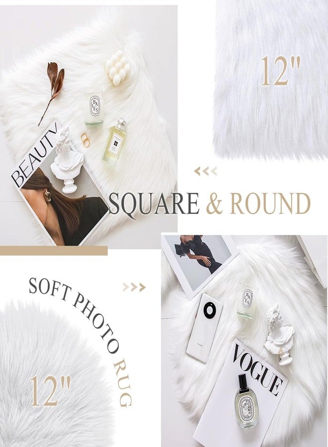 Dxmimer 2Pack 12 Inches Mini Faux Fur Rug,Soft Fluffy Plush Area Rug Chair Cover Seat Pad Nail Mat,Locker Rug,White Photo Props Background for Tabletop Photography, Jewelry, Nail Art, Home Decor - Image 4