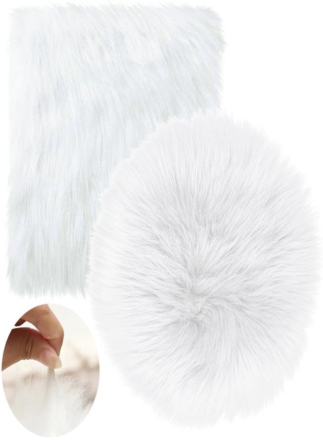 Dxmimer 2Pack 12 Inches Mini Faux Fur Rug,Soft Fluffy Plush Area Rug Chair Cover Seat Pad Nail Mat,Locker Rug,White Photo Props Background for Tabletop Photography, Jewelry, Nail Art, Home Decor - Image 1