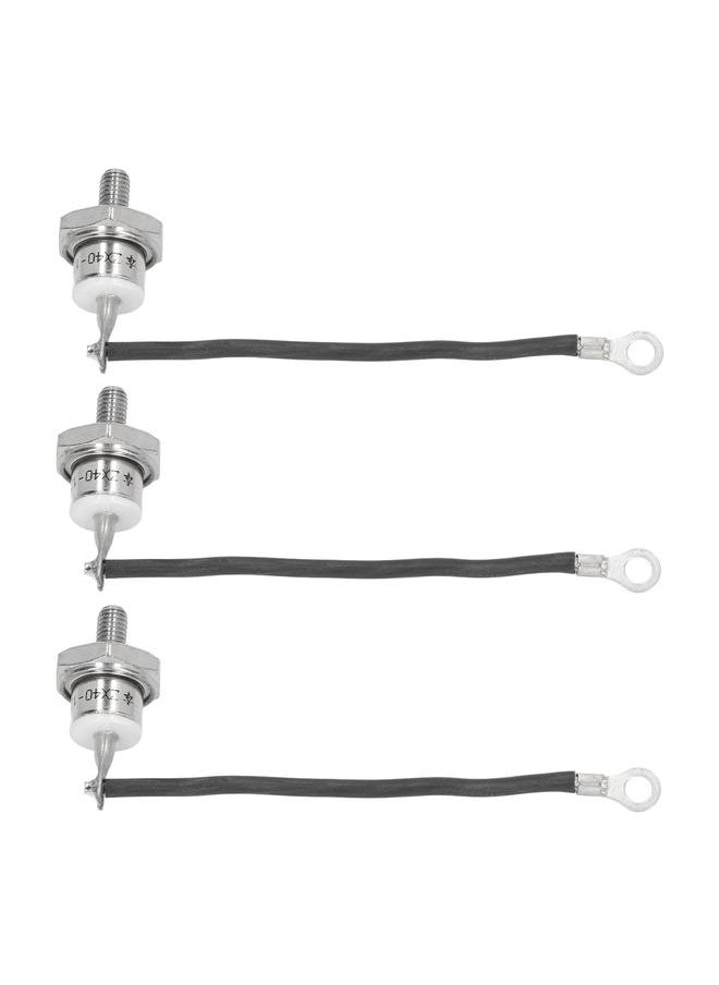 3pcs Generator Rectifier Diode Professional Diesel Engine Generator Diode with Cable for Diesel Generator 40A Negative Black Line