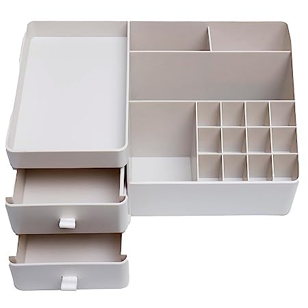 TRADY Make Up Organiser, Cosmetic Organiser Storage with Drawers, Makeup Storage Cosmetic Dressing Table Organiser Box - Bathroom Dressing Table Makeup Box for Nail Polish Lipstick - Image 1