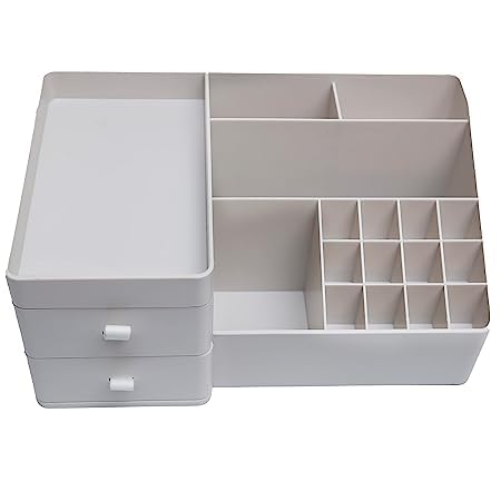 TRADY Make Up Organiser, Cosmetic Organiser Storage with Drawers, Makeup Storage Cosmetic Dressing Table Organiser Box - Bathroom Dressing Table Makeup Box for Nail Polish Lipstick - Image 4