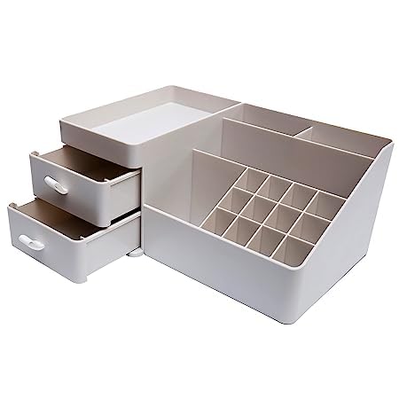 TRADY Make Up Organiser, Cosmetic Organiser Storage with Drawers, Makeup Storage Cosmetic Dressing Table Organiser Box - Bathroom Dressing Table Makeup Box for Nail Polish Lipstick - Image 3