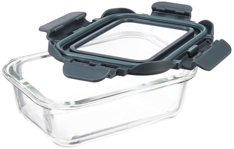 ATTRO Glassox Borosilicate Rectangular Glass Lunch Box with Tempered Glass Lid Food Storage Container Microwave & Freezer Safe Leak-Proof 370ml Set of 2 - Image 4
