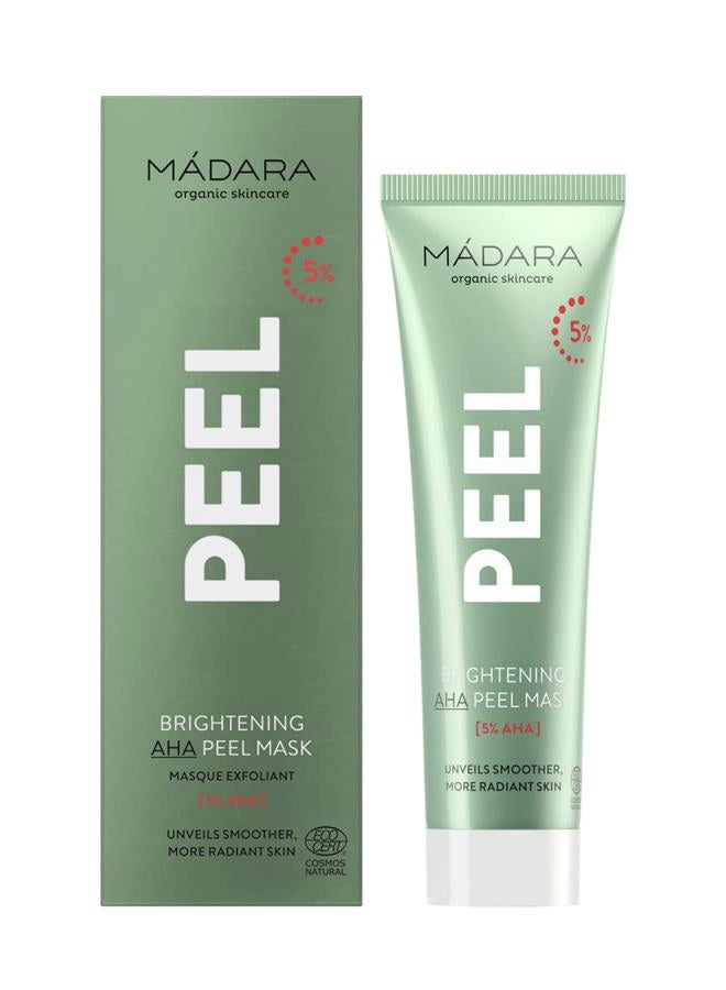 MÁDARA Organic Skincare | Brightening AHA Peel Mask - 60ml, Exfoliating face mask with AHA fruit acids, Contains vitamin C and lactic acid, Face exfoliator for brightness and glow, Ecocert certified. - Image 1