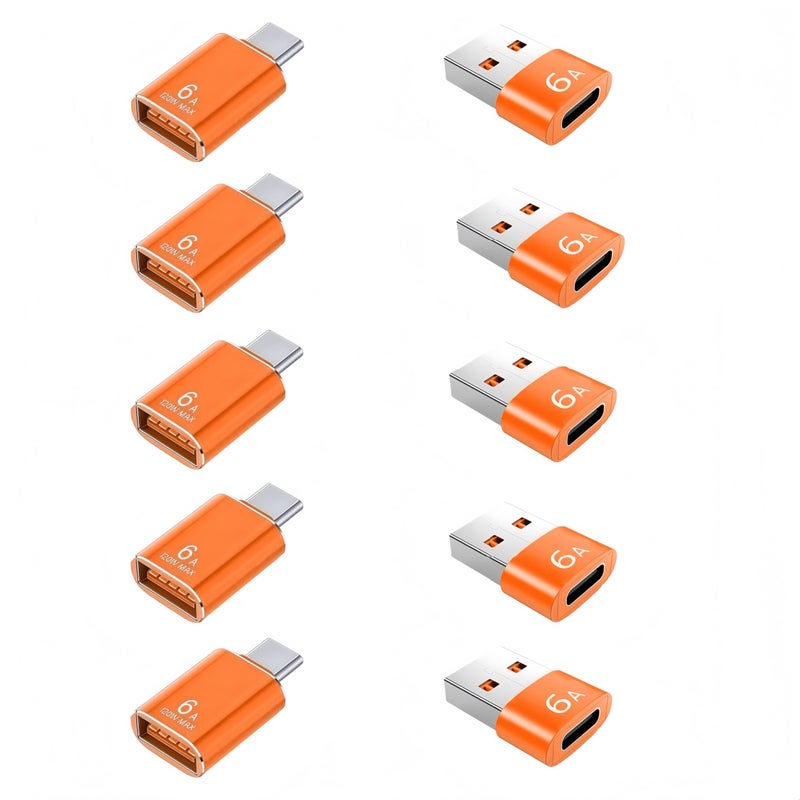 Pastall 10-Pack 10Gbps/120W USB C to USB Adapter & C Male to 3.1 Female Charger,Compatible with MacBook Pro/Air, iPhone 17 16 15 Pro Max/15 Plus/14 13 12 Samsung Galaxy S25/S24/S23/S22(Orange) - Image 1