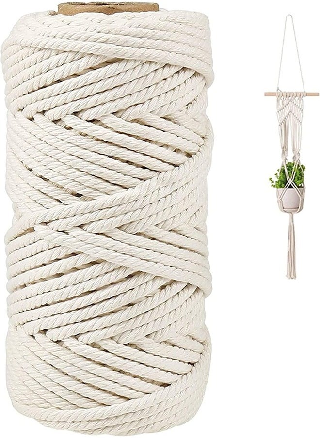 Natural Cotton Macrame Cord 4mm x 100m for DIY Crafts Kitchen Packaging Wall Hangings Gardening and Wedding Decorations