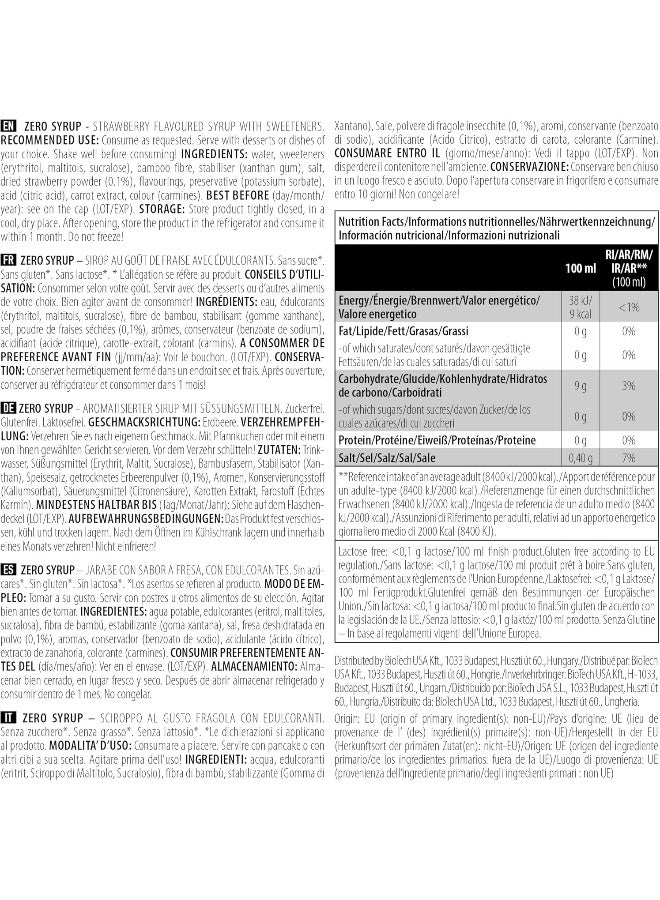 BioTechUSA Zero Syrup, Strawberry, 340 g - Image 4