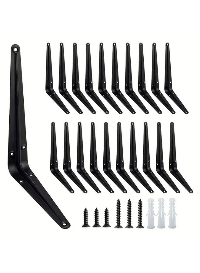 12 Pack 8 Inch Heavy Duty Black Iron Floating Shelf Brackets Industrial Vintage - Image 1