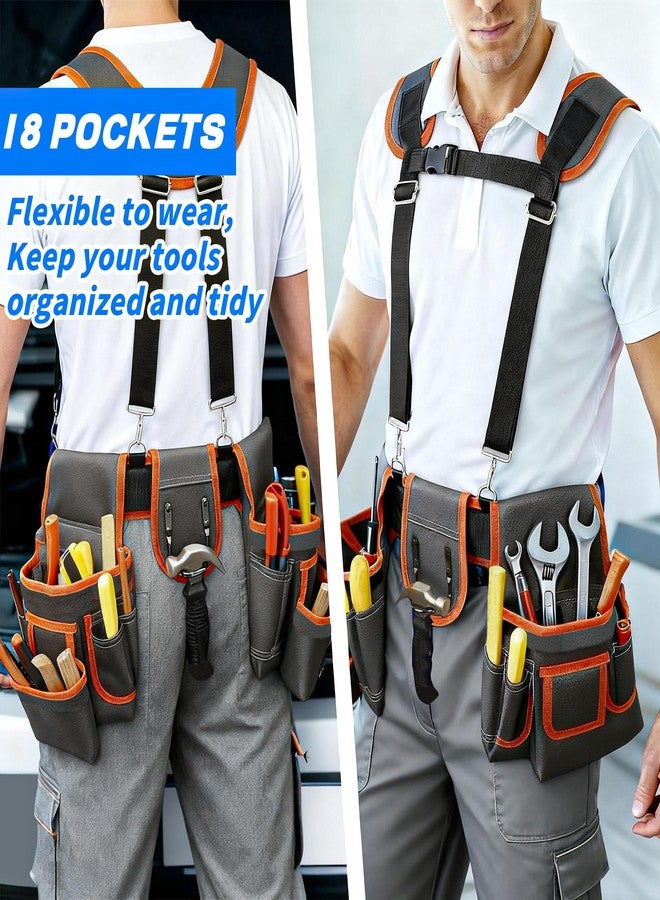 JUSTHERE Tool Belt, Professional Tool Belts for Men, 32''-60'' Adjustable Magnetic Tool Pouch With Suspenders & Multiple Pockets, Detachable Tool Pouch Bag for Electrician,Carpenter,Construction,Work Apron - Image 2