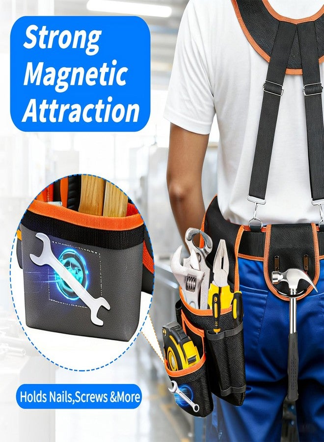 JUSTHERE Tool Belt, Professional Tool Belts for Men, 32''-60'' Adjustable Magnetic Tool Pouch With Suspenders & Multiple Pockets, Detachable Tool Pouch Bag for Electrician,Carpenter,Construction,Work Apron - Image 5