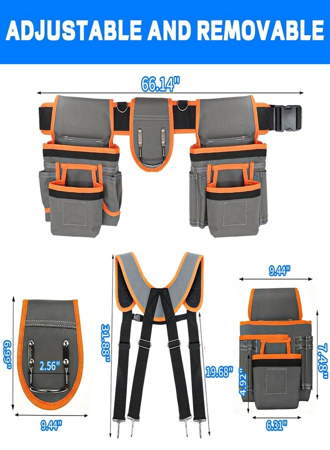 JUSTHERE Tool Belt, Professional Tool Belts for Men, 32''-60'' Adjustable Magnetic Tool Pouch With Suspenders & Multiple Pockets, Detachable Tool Pouch Bag for Electrician,Carpenter,Construction,Work Apron - Image 4