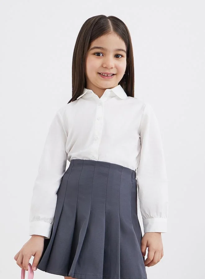 ستايلي Styli Girls Off White Peter Pan Collar Shirt