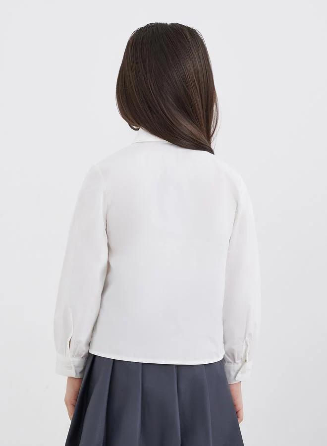 Styli Styli Girls School Uniform Off White Peter Pan Collar Shirt