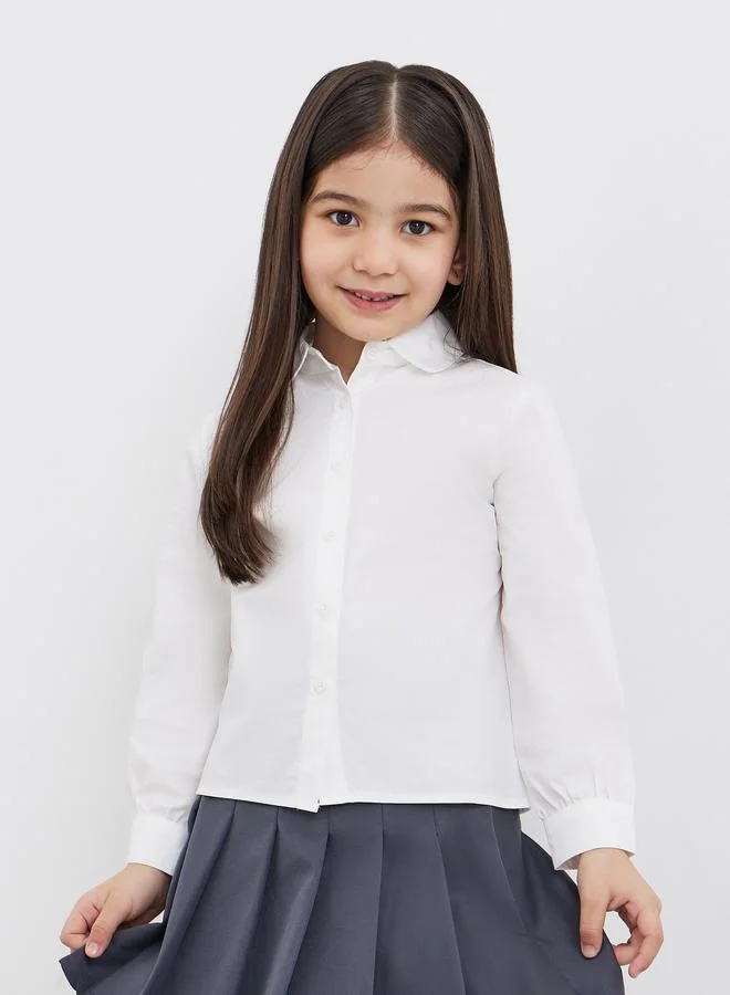 Styli Styli Girls School Uniform Off White Peter Pan Collar Shirt