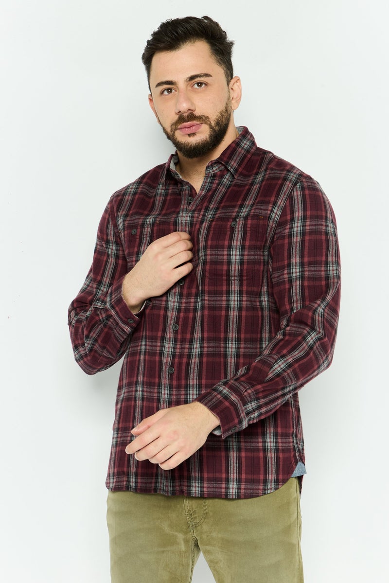 TRUE GRIT Men Regular Fit Plaid Long Sleeves Casual Shirt, Multicolor - Image 1
