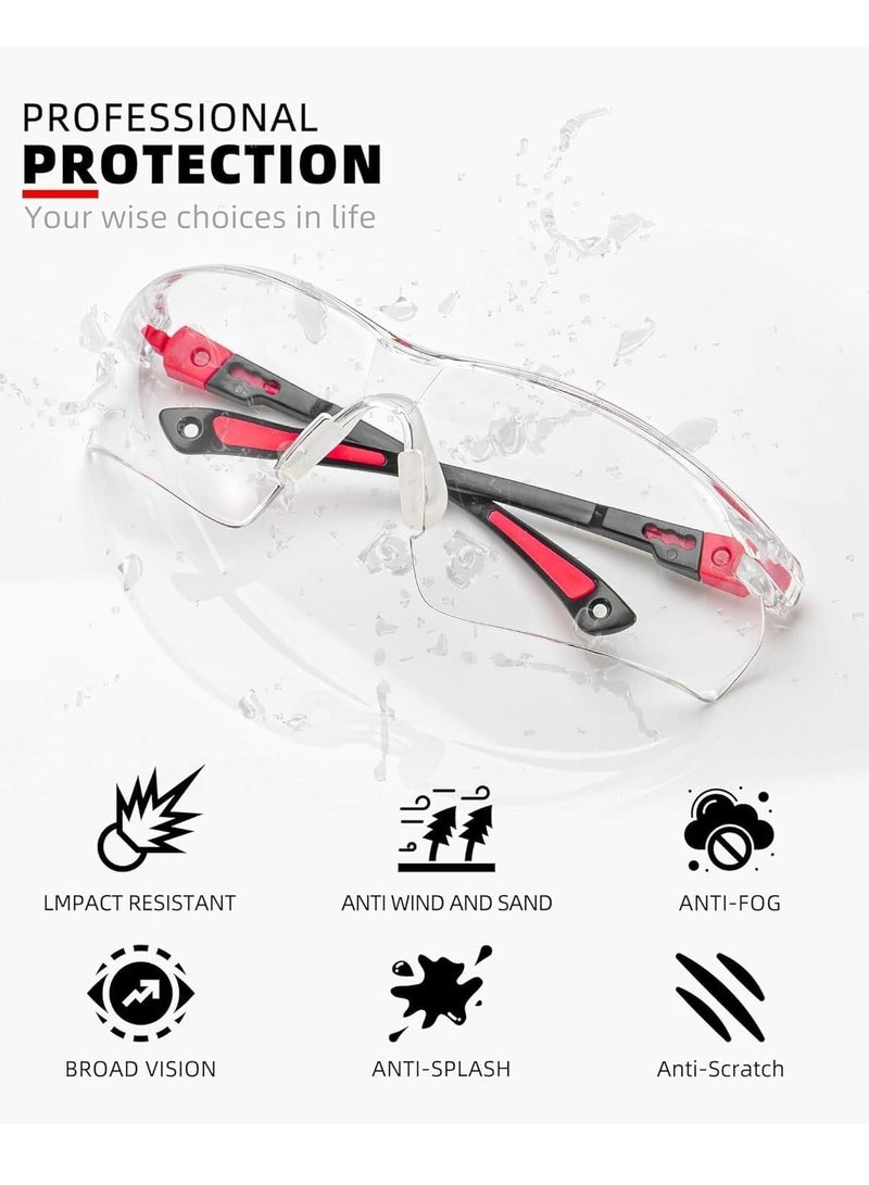 Safety Glasses Anti-Fog Wrap-Around Work Goggles, Adjustable Frame Clear Lens Cycling Protection for Men Women  - Image 3