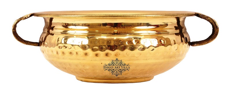 INDIAN ART VILLA Pure Brass Hammered Design Urli Decorative Bowl, Home Décor & Festive Item, Diameter- 6" inches, 900 ML - Image 4