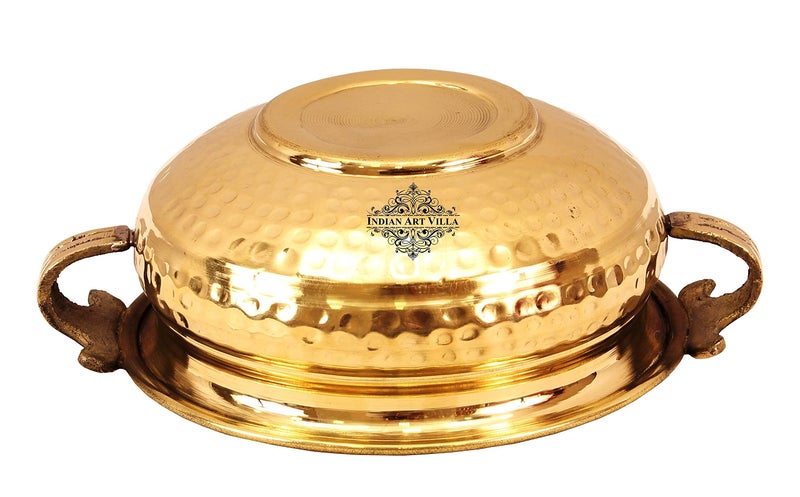 INDIAN ART VILLA Pure Brass Hammered Design Urli Decorative Bowl, Home Décor & Festive Item, Diameter- 6" inches, 900 ML - Image 5