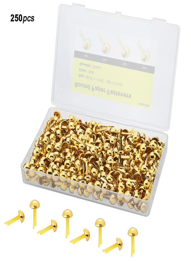 Homdire Paper Fasteners for Crafts, 250pcs Brad Fasteners, 8x17mm Gold Brads Paper Fasteners, Mini Metal Paper Brads, Split Pins, Round Head Fasteners - Image 3