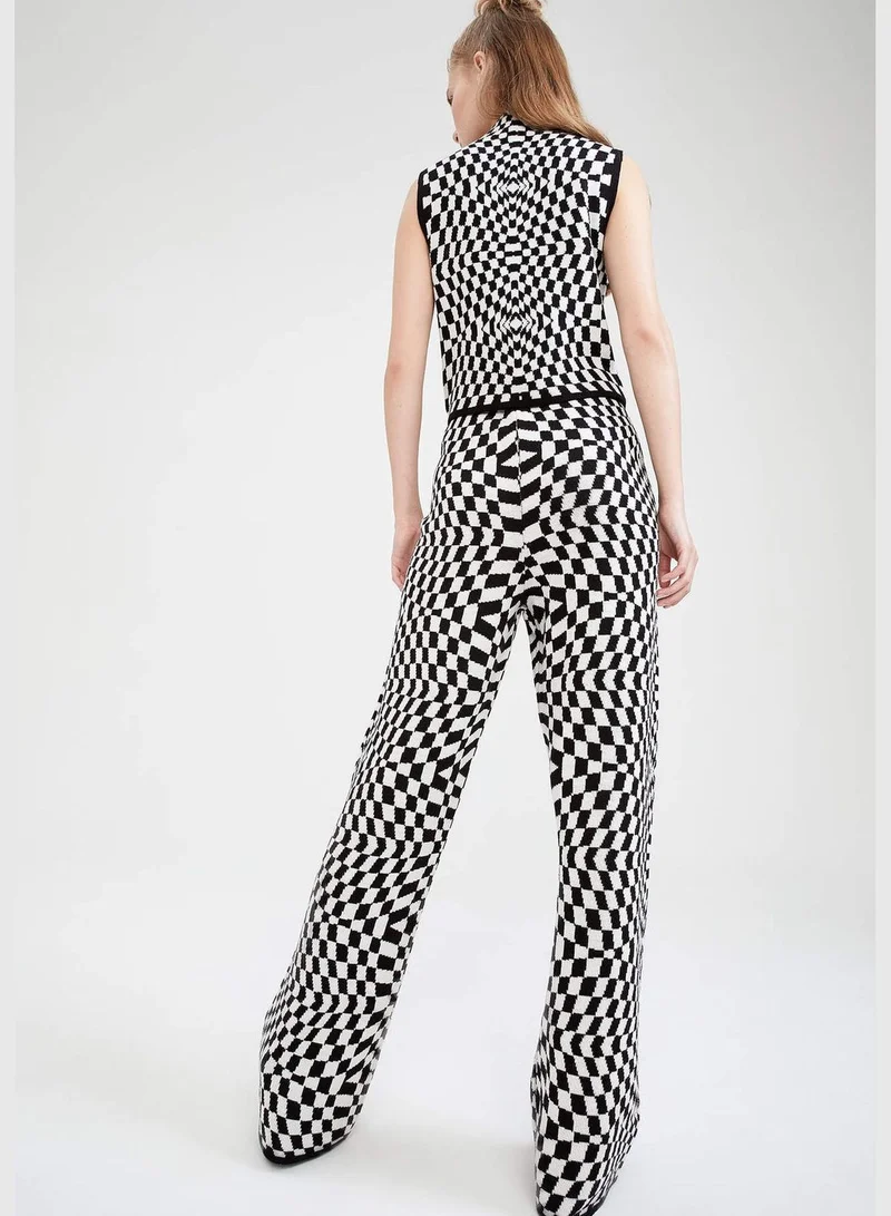 DeFacto Relax Fit Wide Leg Checkers Print Trousers