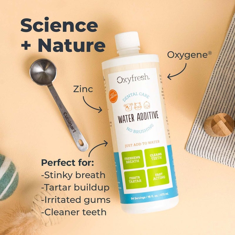 Oxyfresh Premium Pet Dental Care Solution Pet Water Additive: Best Way to Eliminate Bad Dog Breath and Cat Bad Breath - Fights Tartar & Plaque - So Easy, Just Add to Water! Vet Recommended 16 oz. - Image 5