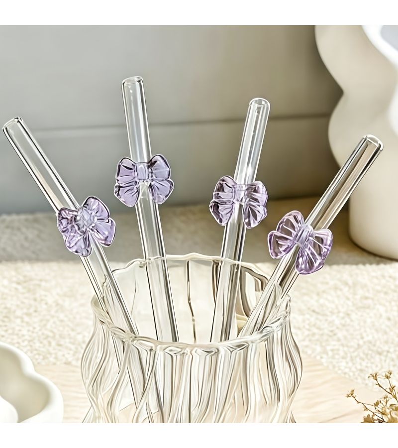 Tshaped Clear Glass Straw Eco Friendly Reusable Curved Drinking Tube With Cleaning Brush For Cocktails Beverages And Summer Smoothies 1 Straw Plus 1 Brush Set - Image 5