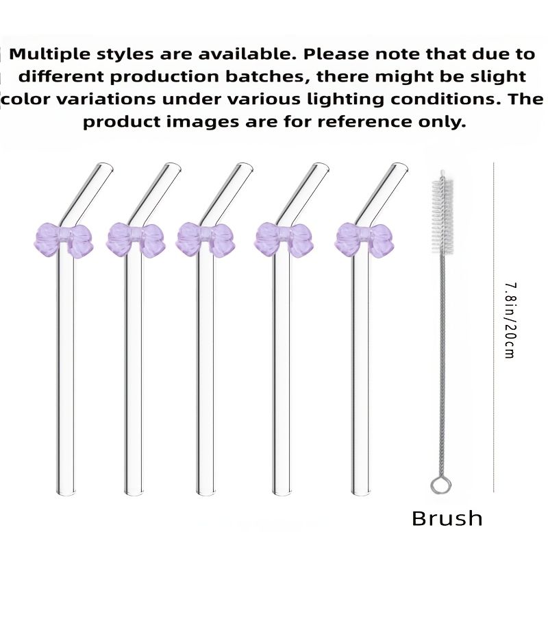 Tshaped Clear Glass Straw Eco Friendly Reusable Curved Drinking Tube With Cleaning Brush For Cocktails Beverages And Summer Smoothies 1 Straw Plus 1 Brush Set - Image 3
